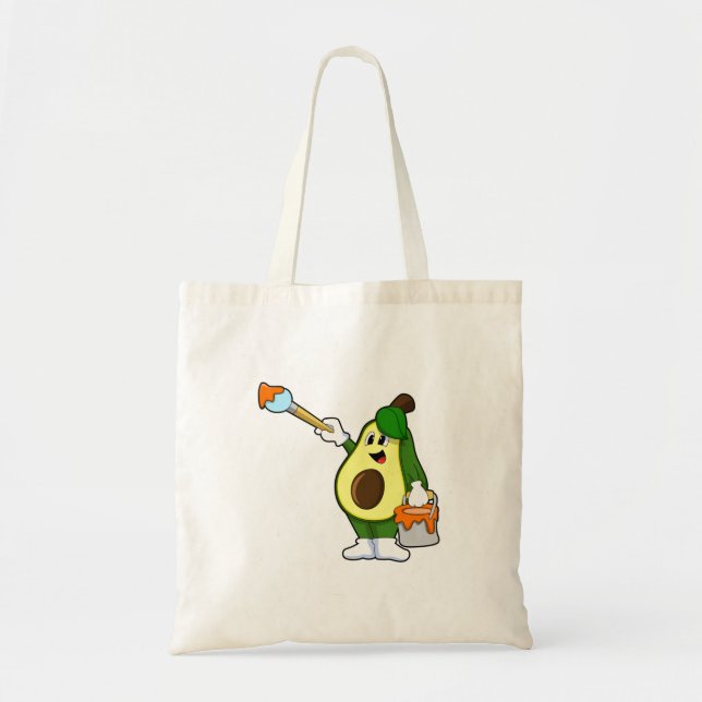 Avocado as Painter with Paint brush Tote Bag (Front)