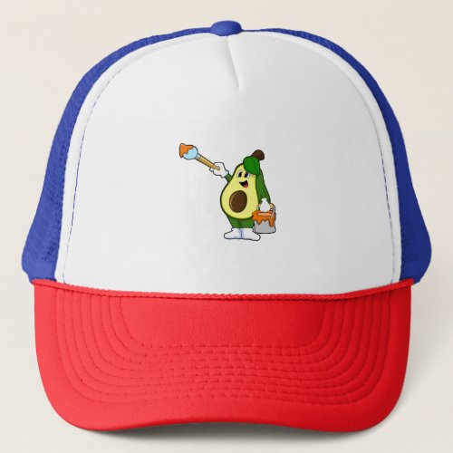 Avocado as Painter with Paint brush Trucker Hat