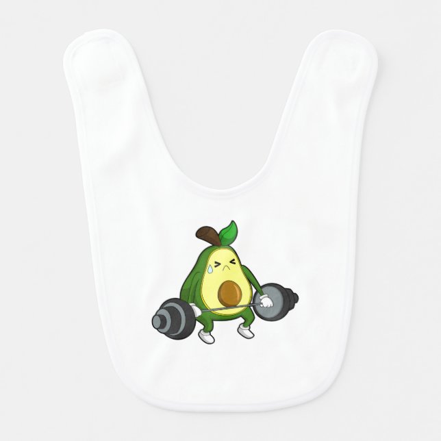 Avocado at Fitness with Barbell Baby Bib (Front)