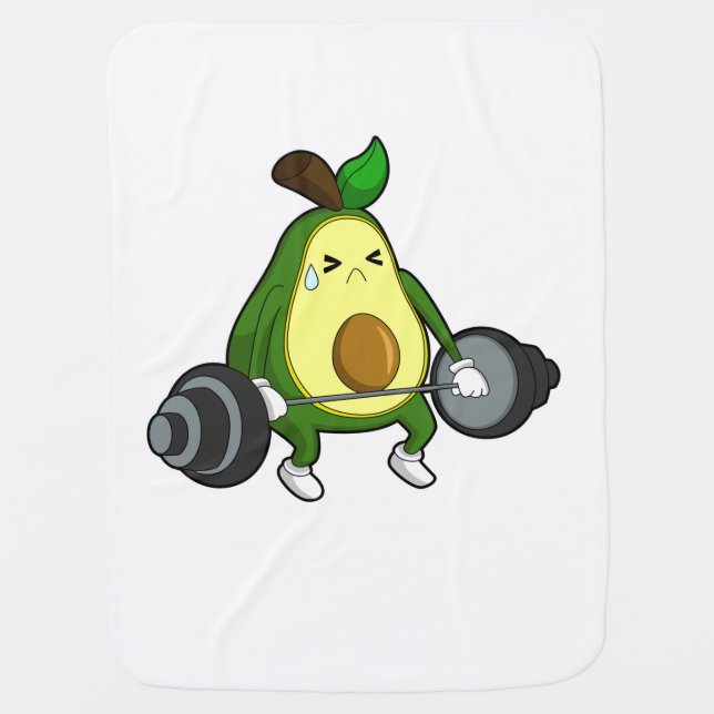 Avocado at Fitness with Barbell Baby Blanket (Front)
