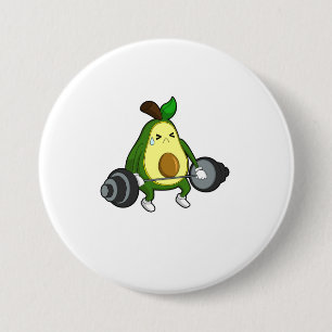 Avocado at Fitness with Barbell Button