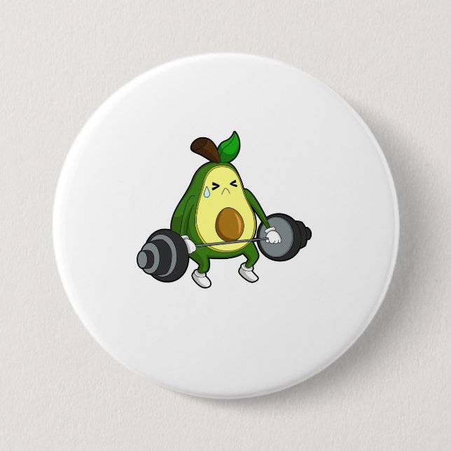 Avocado at Fitness with Barbell Button (Front)