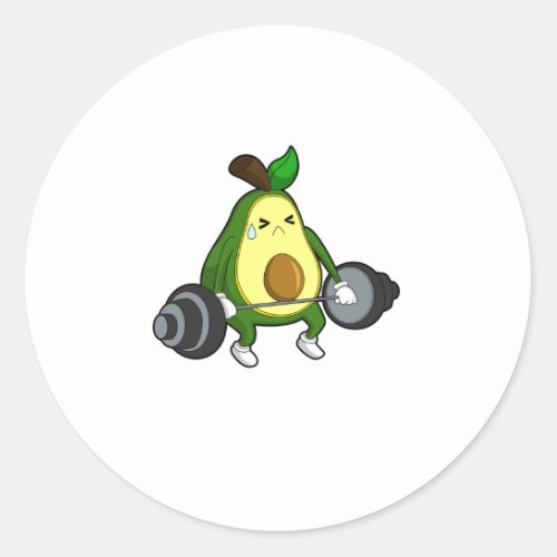 Avocado at Fitness with Barbell Classic Round Sticker
