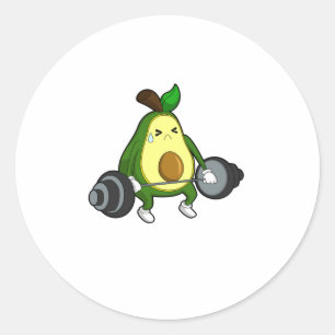 Avocado at Fitness with Barbell Classic Round Sticker