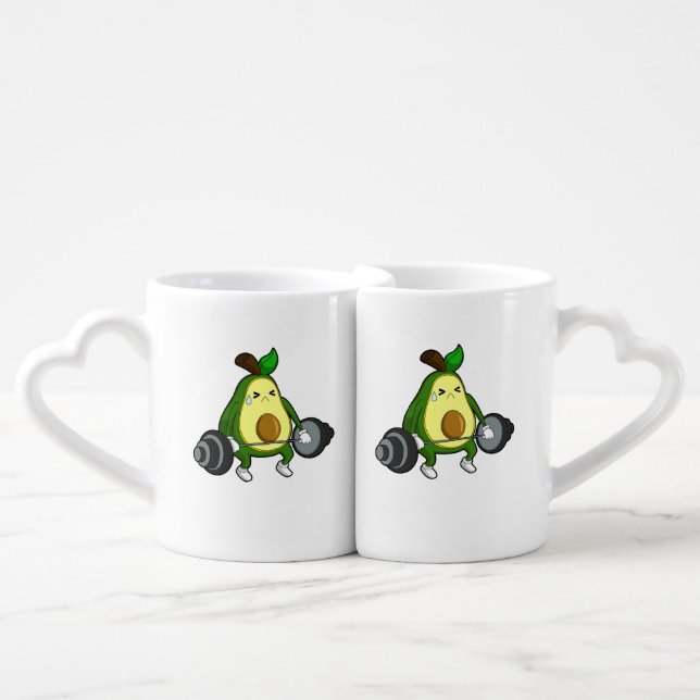 Avocado at Fitness with Barbell Coffee Mug Set (Front Nesting)