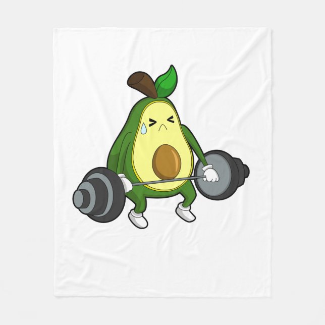 Avocado at Fitness with Barbell Fleece Blanket (Front)