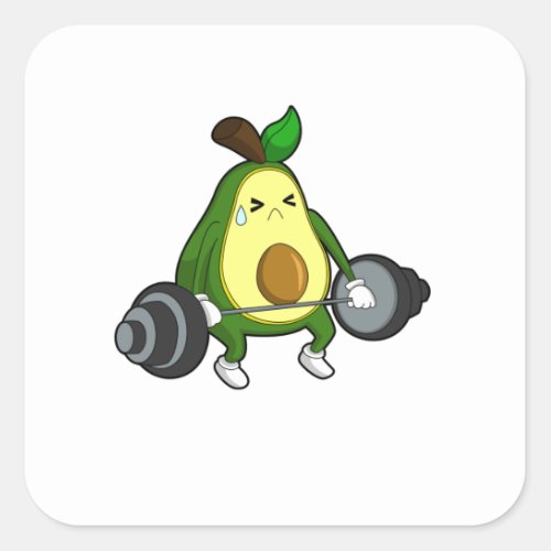 Avocado at Fitness with Barbell Square Sticker