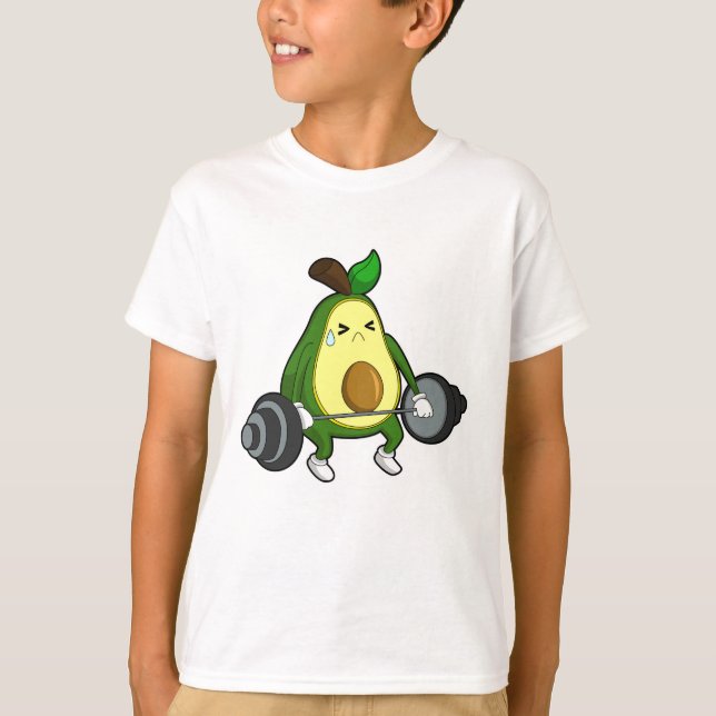 Avocado at Fitness with Barbell T-Shirt (Front)