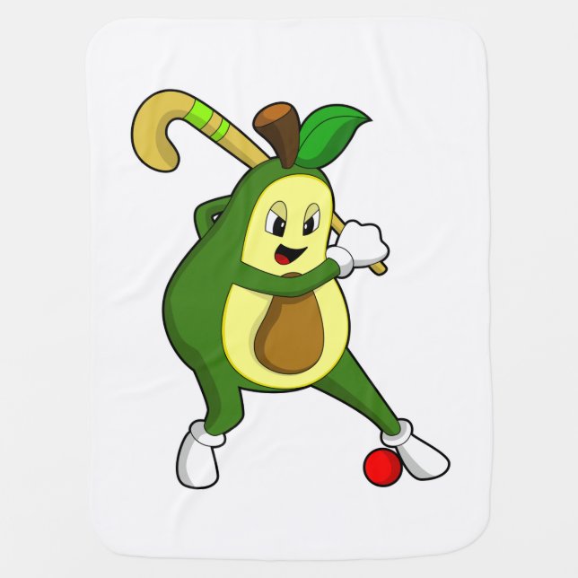 Avocado at Hockey with Hockey bat Baby Blanket (Front)