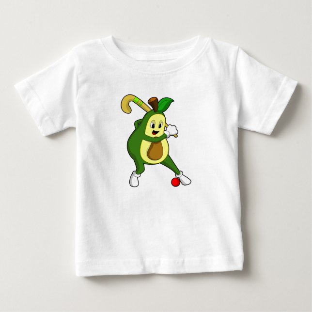 Avocado at Hockey with Hockey bat Baby T-Shirt (Front)