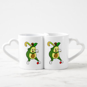 Avocado at Hockey with Hockey bat Coffee Mug Set