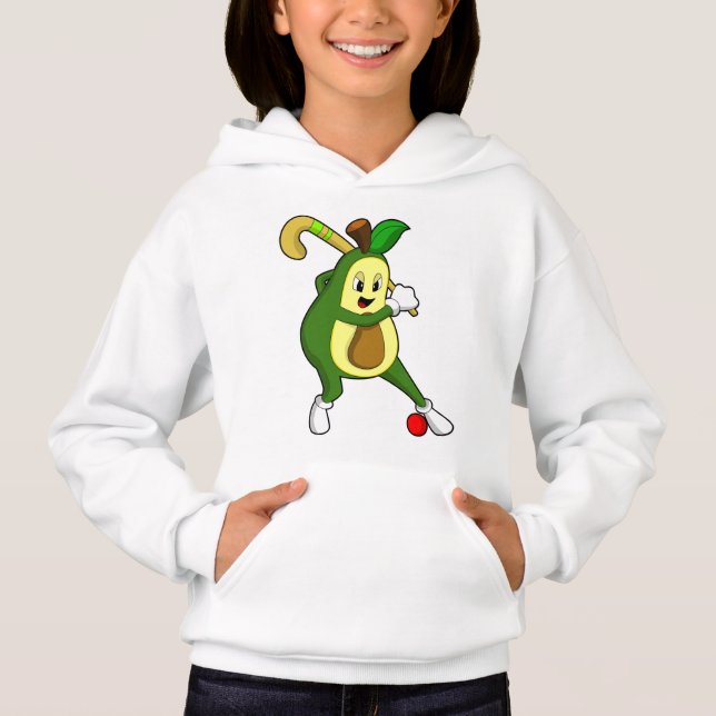 Avocado at Hockey with Hockey bat Hoodie (Front)