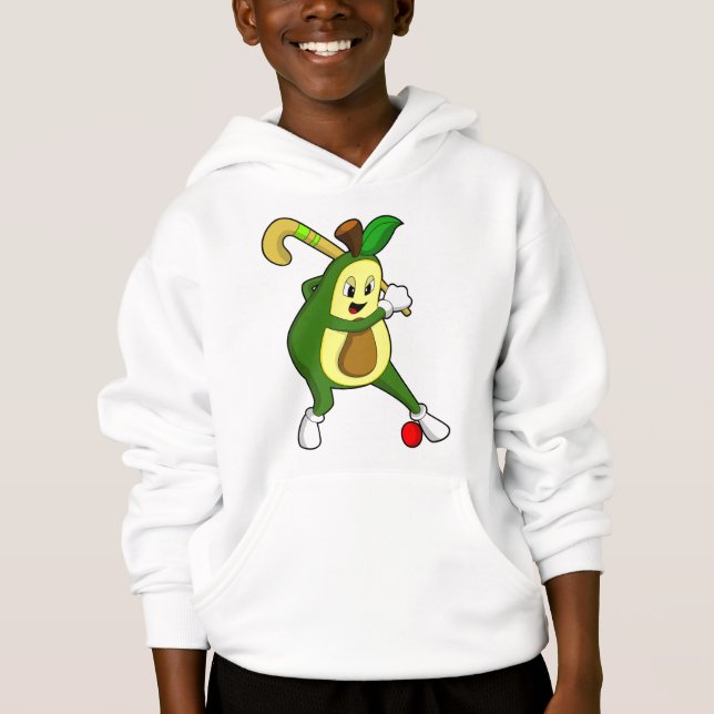 Avocado at Hockey with Hockey bat Hoodie (Front)