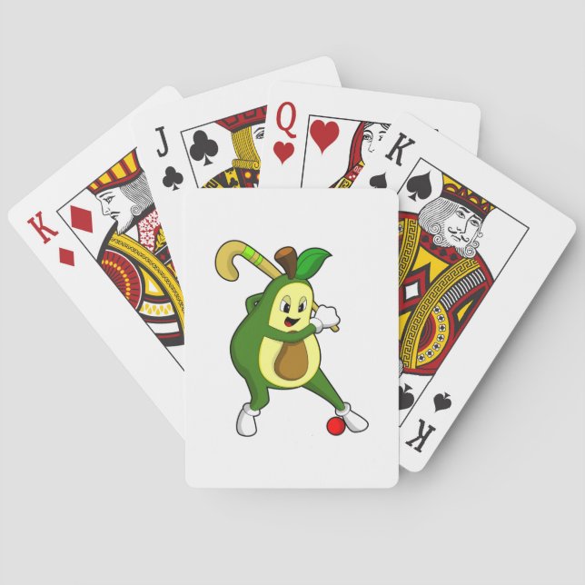 Avocado at Hockey with Hockey bat Poker Cards (Back)