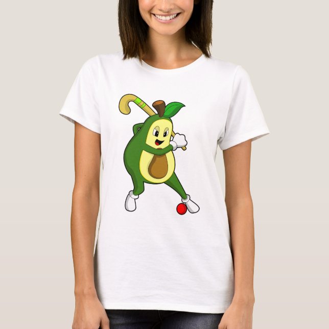 Avocado at Hockey with Hockey bat T-Shirt (Front)