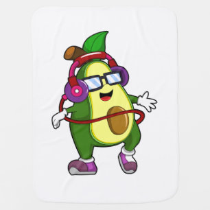 Avocado at Music with Headphone Baby Blanket