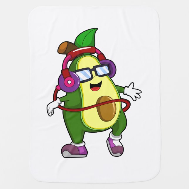 Avocado at Music with Headphone Baby Blanket (Front)