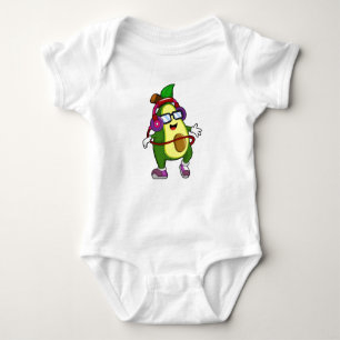 Avocado at Music with Headphone Baby Bodysuit