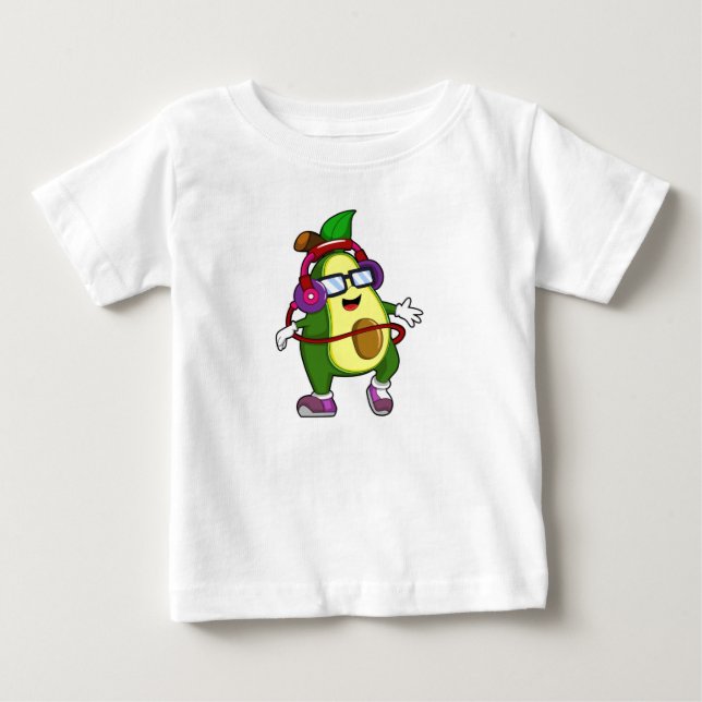 Avocado at Music with Headphone Baby T-Shirt (Front)