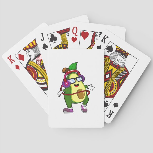 Avocado at Music with Headphone Poker Cards (Back)