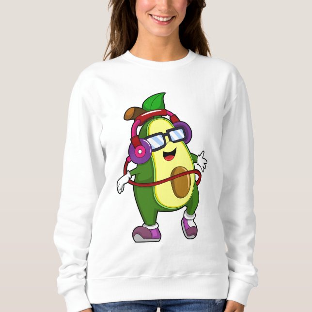 Avocado at Music with Headphone Sweatshirt (Front)