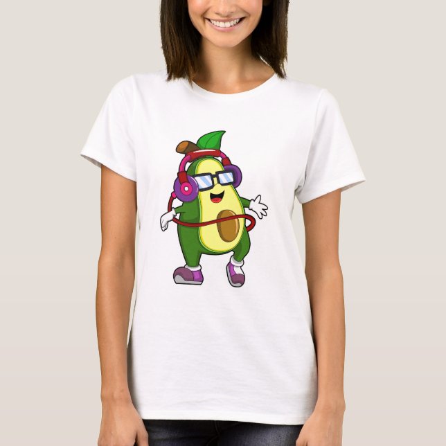 Avocado at Music with Headphone T-Shirt (Front)