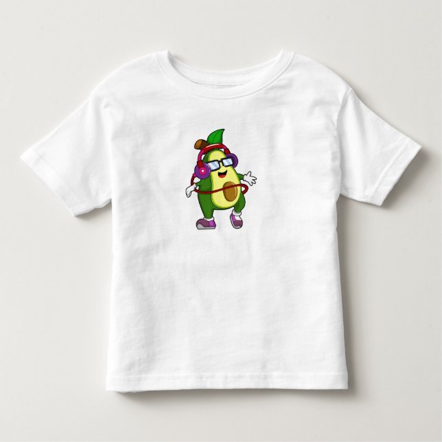 Avocado at Music with Headphone Toddler T-shirt (Front)
