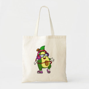 Avocado at Music with Headphone Tote Bag