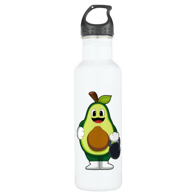 Avocado at Strength training with Dumbbells Stainless Steel Water Bottle (Front)