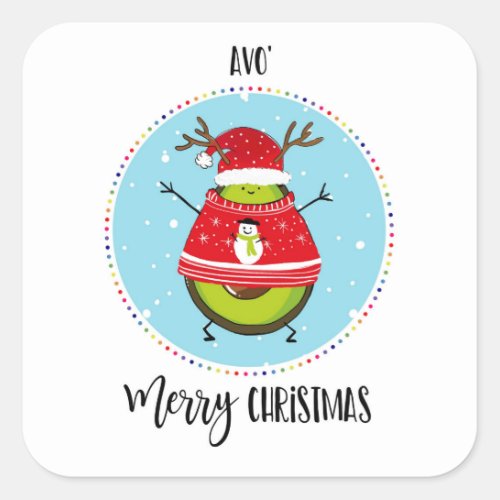 avocado avo merry Christmas funny joke christmas Square Sticker