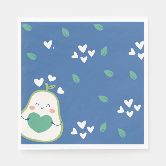 Avocado Baby Shower, Baby Boy, Cute Avocado Napkins (Front)