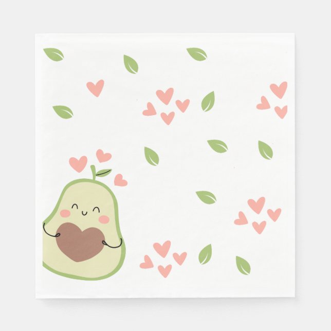 Avocado Baby Shower, Baby Girl, Cute Avocado Napkins (Front)