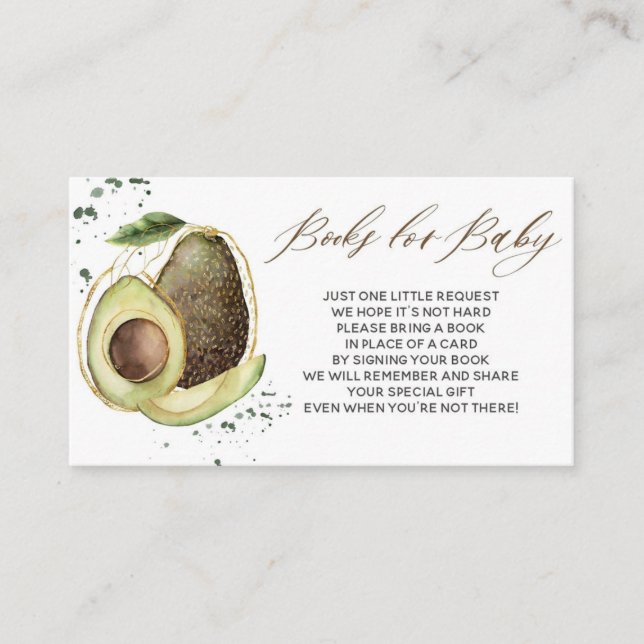 Avocado Baby Shower Books for Baby Card (Front)