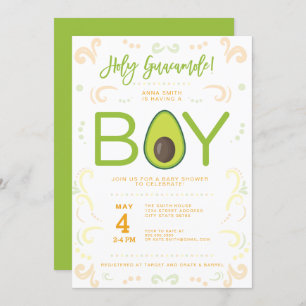 Avocado Baby Shower Boy Guacamole Taco Party Invitation