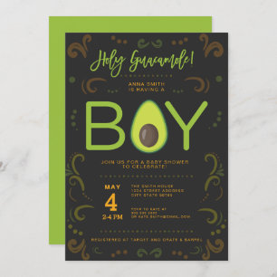 Avocado Baby Shower Boy Guacamole Taco Party Invitation