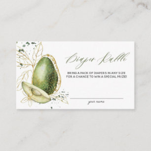 Avocado Baby Shower Diaper Raffle Card