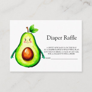 Avocado Baby Shower Diaper Raffle Card