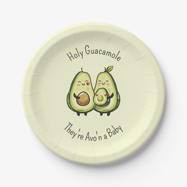Avocado Baby Shower Paper Plates (Front)