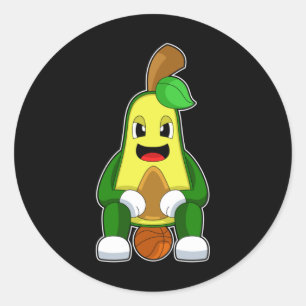 Avocado Basketball Player Basketball Classic Round Sticker