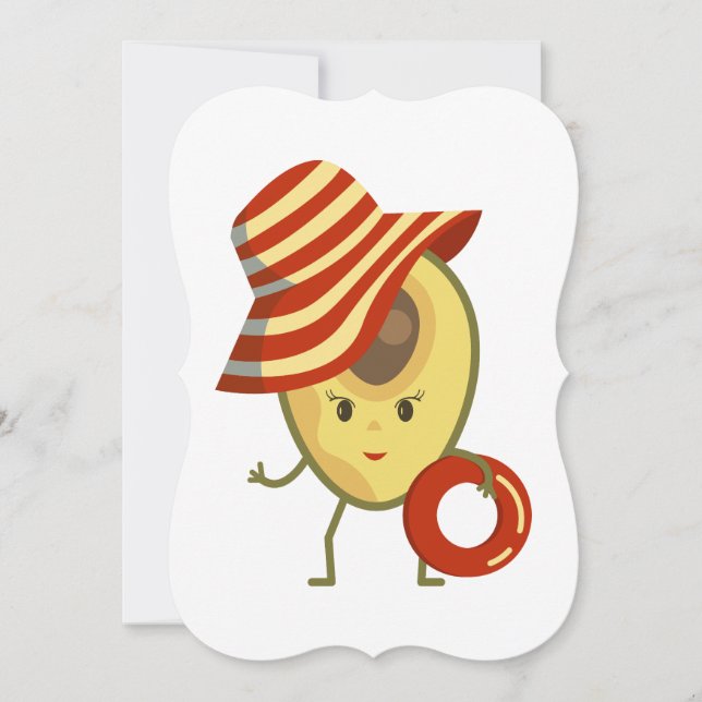 Avocado beach girl with sun hat and swim ring (Front)