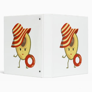 Avocado beach girl with sun hat and swim ring 3 ring binder