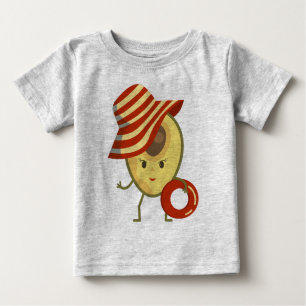 Avocado beach girl with sun hat and swim ring baby T-Shirt