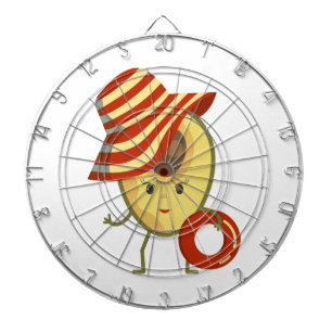 Avocado beach girl with sun hat and swim ring dart board