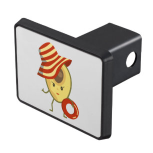 Avocado beach girl with sun hat and swim ring hitch cover
