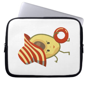 Avocado beach girl with sun hat and swim ring laptop sleeve