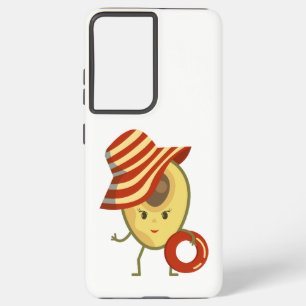 Avocado beach girl with sun hat and swim ring samsung galaxy s21 ultra case
