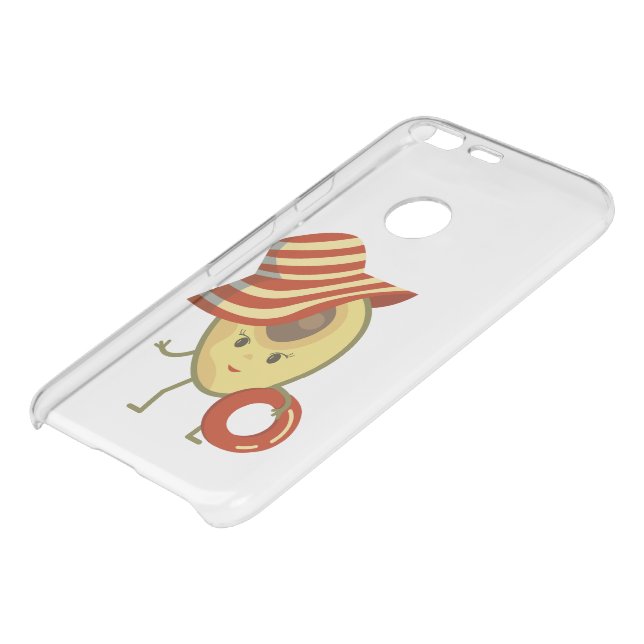 Avocado beach girl with sun hat and swim ring uncommon google pixel case (Bottom)