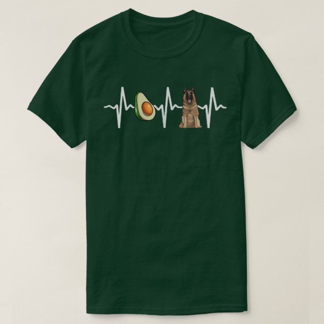 Avocado Belgian Tervuren Heartbeat Dog Lover  T-Shirt (Design Front)