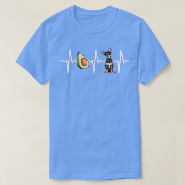 Avocado Black Chihuahua Heartbeat Dog Lover  T-Shirt (Design Front)
