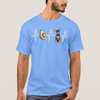 Avocado Black Chihuahua Heartbeat Dog Lover  T-Shirt